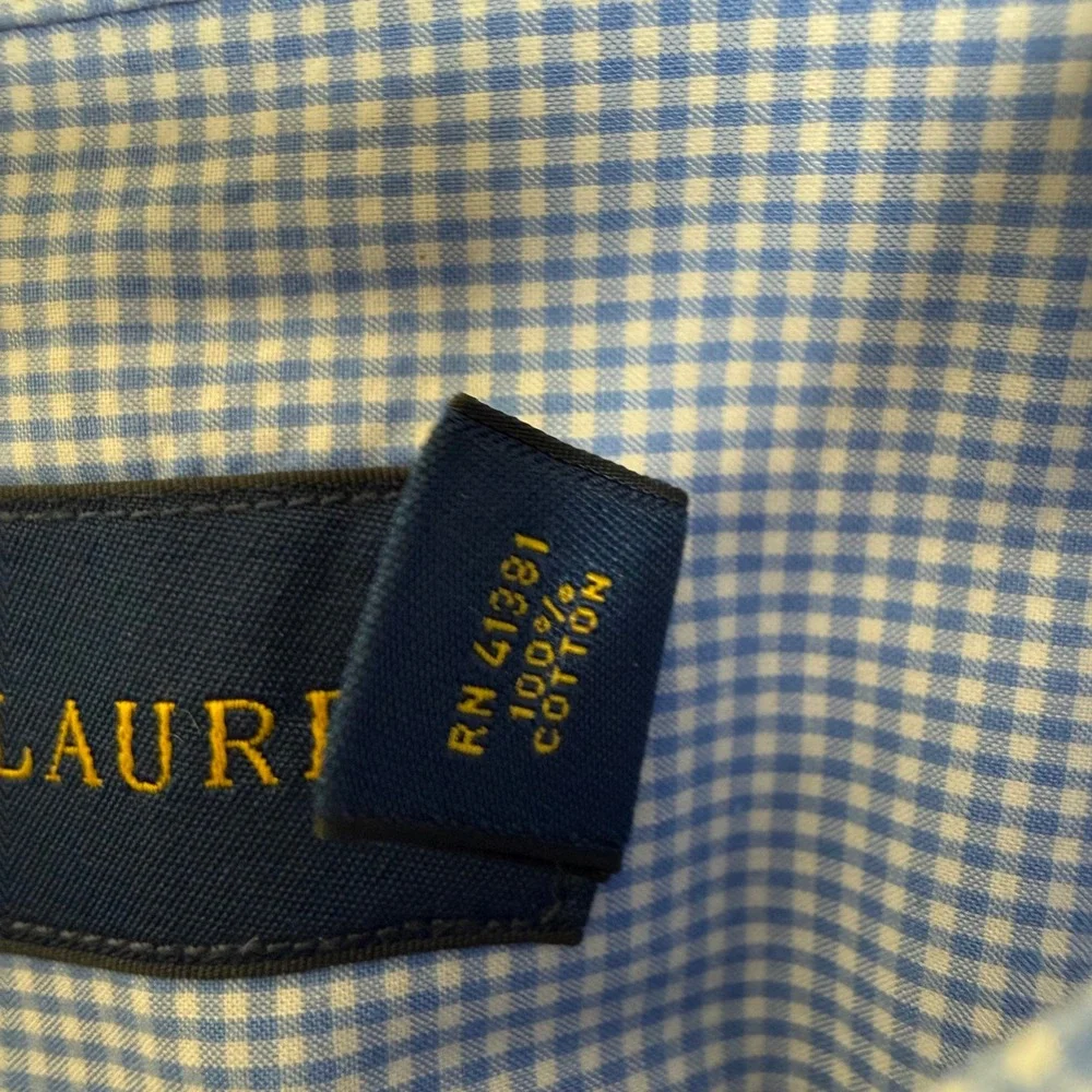 Polo Ralph Lauren Button Down Shirt Mens 4XB Blue Gingham Check Long Sleeve Big